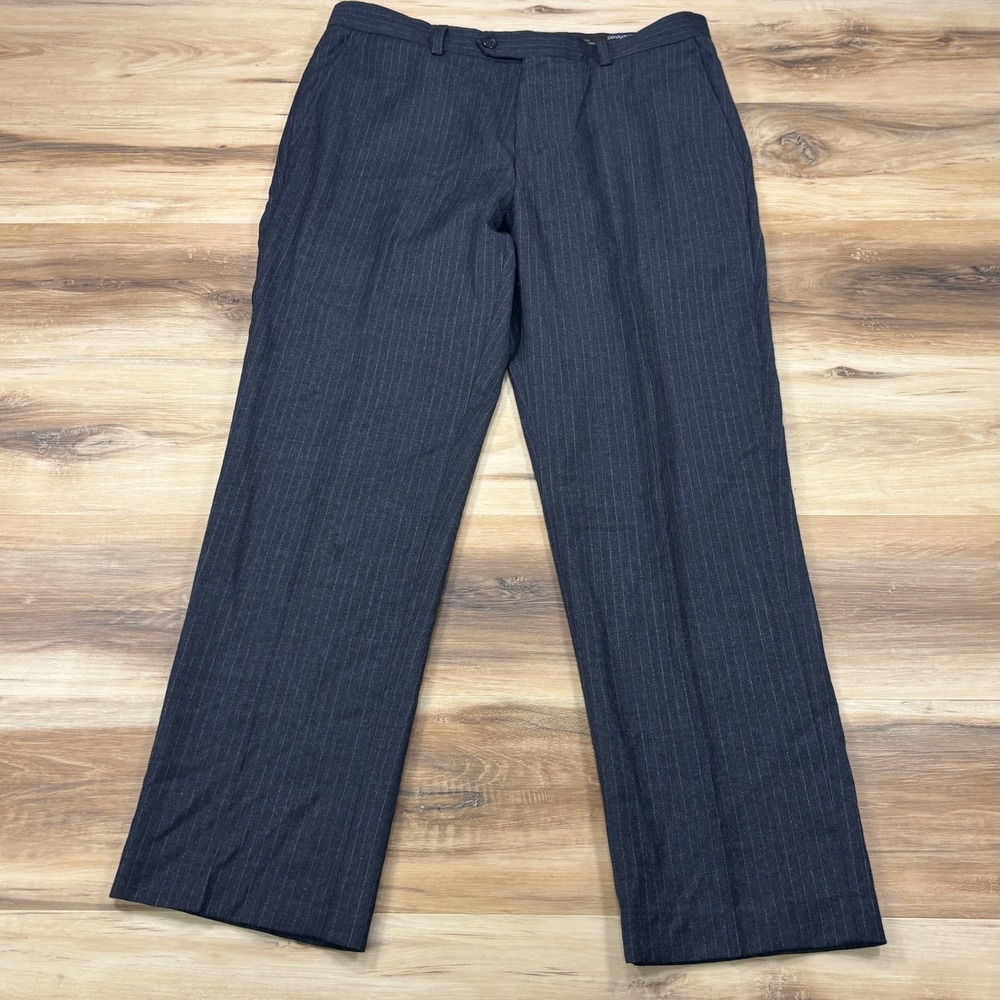 Black Brown 1826 Dress Pants Men 34x30 Classic Wool Tailored Gray Pinstripe Luxe